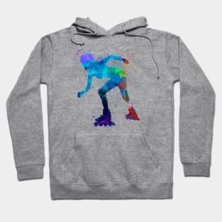 Woman in roller skates in watercolor Hoodie